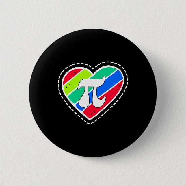 Bóton Redondo 5.08cm Pi Day Rainbow Hearts Math Teacher Gift (Frente)