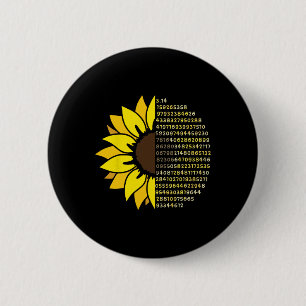 Bóton Redondo 5.08cm Pi Day Sunflower 3.14 Pi - Símbolo Número de Pi -