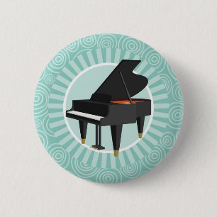 Bóton Redondo 5.08cm Piano Fun Turquoise Swirl Music