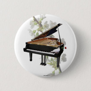 Bóton Redondo 5.08cm Piano - Música Romântica - Botão