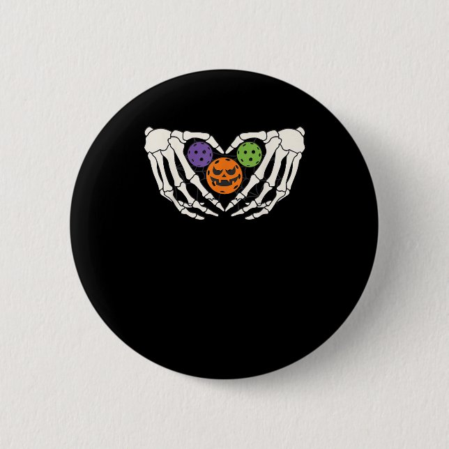 Bóton Redondo 5.08cm Pickle Engraçado Halloween O Esqueleto Mãos Coraçã (Frente)