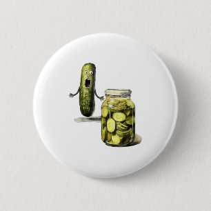 Bóton Redondo 5.08cm Picles Engraçados Surpreendem Um Pepino E Um Jar D