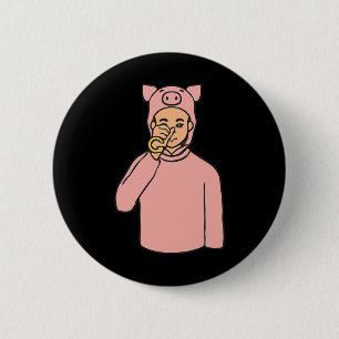 Bóton Redondo 5.08cm Pig Animal ASL Gesto de Mão Surda Perda Auditiva S
