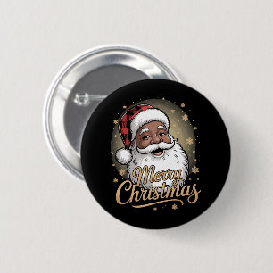 Bóton Redondo 5.08cm Pijamas de Natal Afro-Americanos Papai Noel