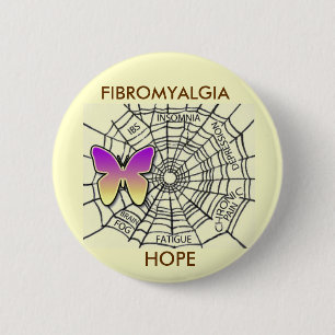 BÓTON REDONDO 5.08CM PIN DA FIBROMIALGIA DA ESPERANÇA - AMARELO