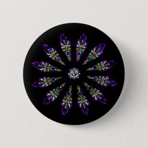 Bóton Redondo 5.08cm Pin da mandala do vitral