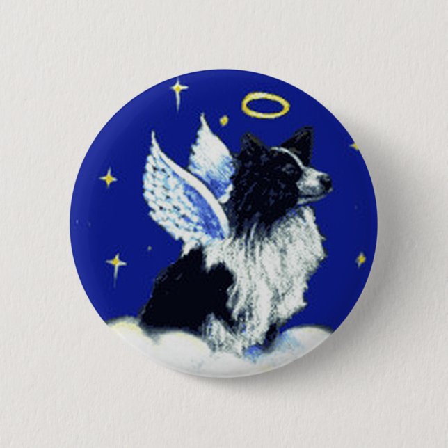 Bóton Redondo 5.08cm Pin do anjo de border collie (Frente)