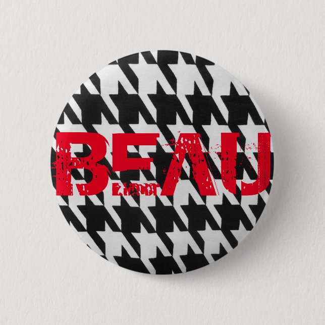 BÓTON REDONDO 5.08CM PIN DO BEAU DE HOUNDSTOOTH (Frente)