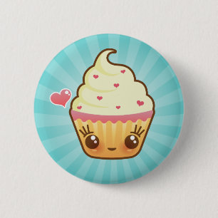 Bóton Redondo 5.08cm Pin do coração de CuppyCakes