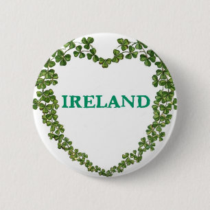Bóton Redondo 5.08cm Pin do coração de Ireland do trevo