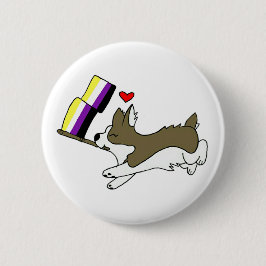 Bóton Redondo 5.08cm Pin do Corgi do orgulho de Nonbinary