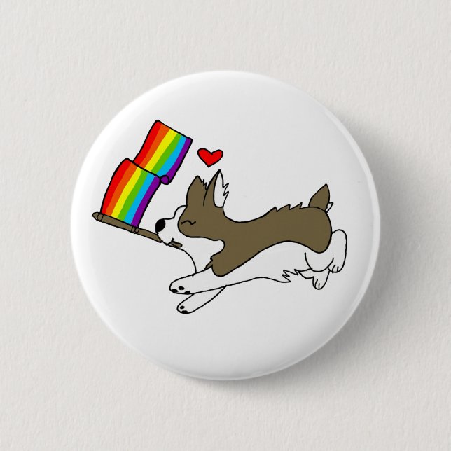 Bóton Redondo 5.08cm Pin do Corgi do orgulho gay (Frente)