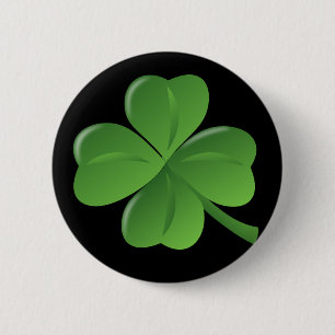 Bóton Redondo 5.08cm Pin do irlandês do preto do trevo de 4 folhas