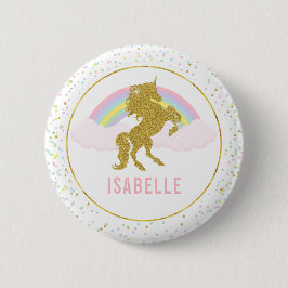 Bóton Redondo 5.08cm Pin do partido do unicórnio do arco-íris do nome