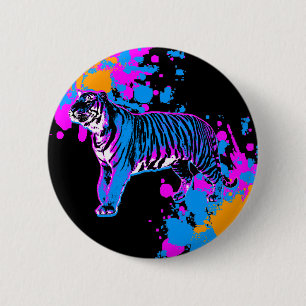 Bóton Redondo 5.08cm Pin retro do Splatter do tigre do tigre 80s de