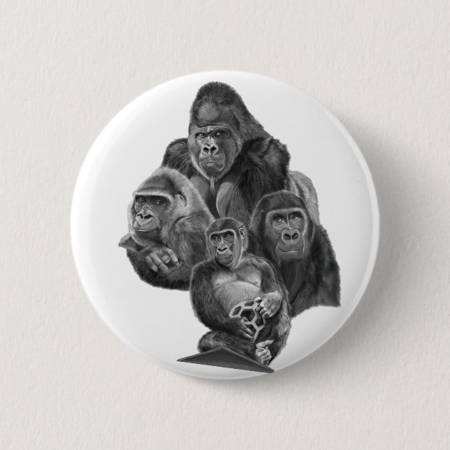 Bóton Redondo 5.08cm Pinback button缶バッジ GorillaFamily @ゴリラ家族GorillaLife (Frente)