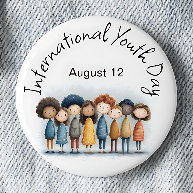 Bóton Redondo 5.08cm Pinback do Dia Internacional da Juventude (Criador carregado)