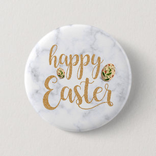 Bóton Redondo 5.08cm Pinback Elegante Dourado do Felz pascoa de Tamanho
