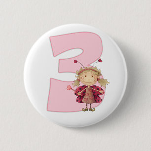 Bóton Redondo 5.08cm Pinbadge do aniversário de 3 anos, pinbadge da