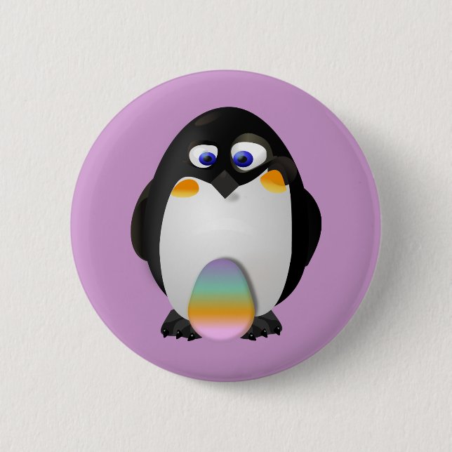 Bóton Redondo 5.08cm Pinguim com ovo da páscoa (Frente)