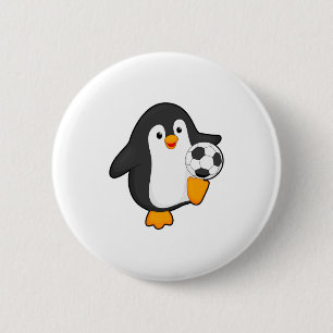 Bóton Redondo 5.08cm Pinguim Como Jogador De Futebol Com Camiseta De Bo
