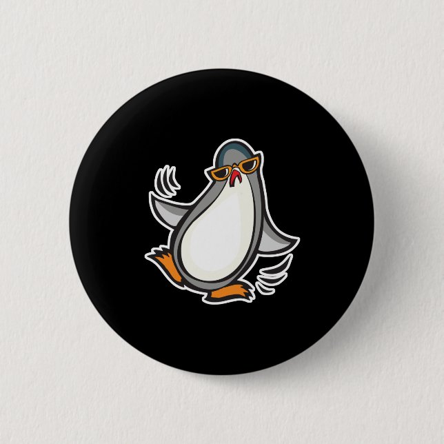 Bóton Redondo 5.08cm Pinguim dançante bobo (Frente)