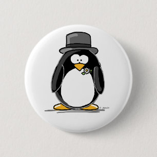 Bóton Redondo 5.08cm Pinguim do noivo