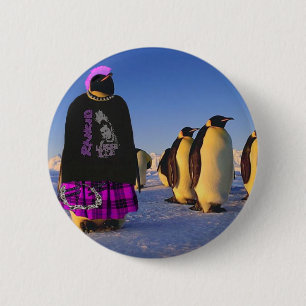 Bóton Redondo 5.08cm Pinguim do punk