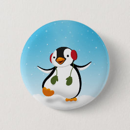 Bóton Redondo 5.08cm Pinguim engraçado bonito do inverno