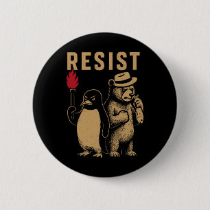 Bóton Redondo 5.08cm Pinguim Engraçado Resiste Pinguins em Protesto Con