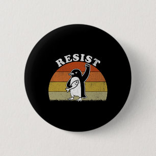 Bóton Redondo 5.08cm Pinguim Engraçado Resiste Pinguins em Protesto Con