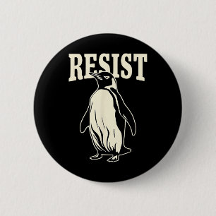 Bóton Redondo 5.08cm Pinguim Engraçado Resiste Pinguins em Protesto Con
