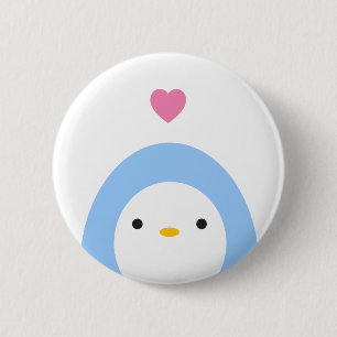 Bóton Redondo 5.08cm Pinguim no botão do amor