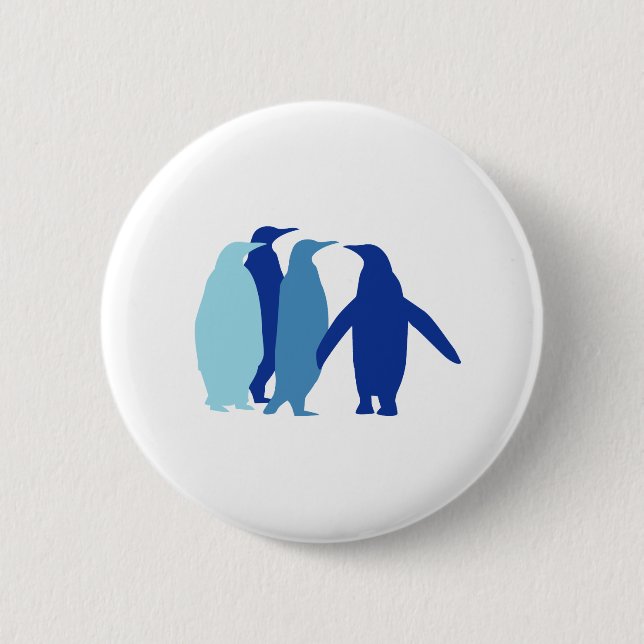 Bóton Redondo 5.08cm Pinguins azuis (Frente)