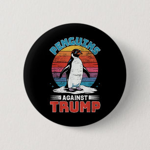 Bóton Redondo 5.08cm Pinguins Contra Trump Penguin Flippers Up Anti Tr