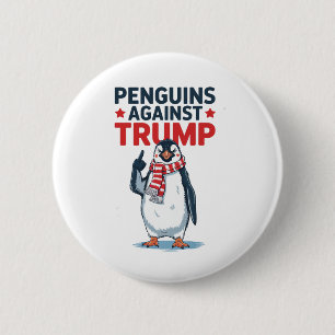 Bóton Redondo 5.08cm Pinguins Engraçados Contra Camisa de Trump Resisti