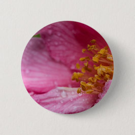 Bóton Redondo 5.08cm Pink Camellia Flower Stamens