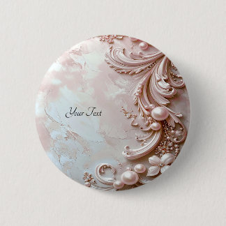 Bóton Redondo 5.08cm Pink Ornate Pearl and Floral Button