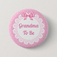 Pink Polka Dot Grandma to Be Baby Shower Button