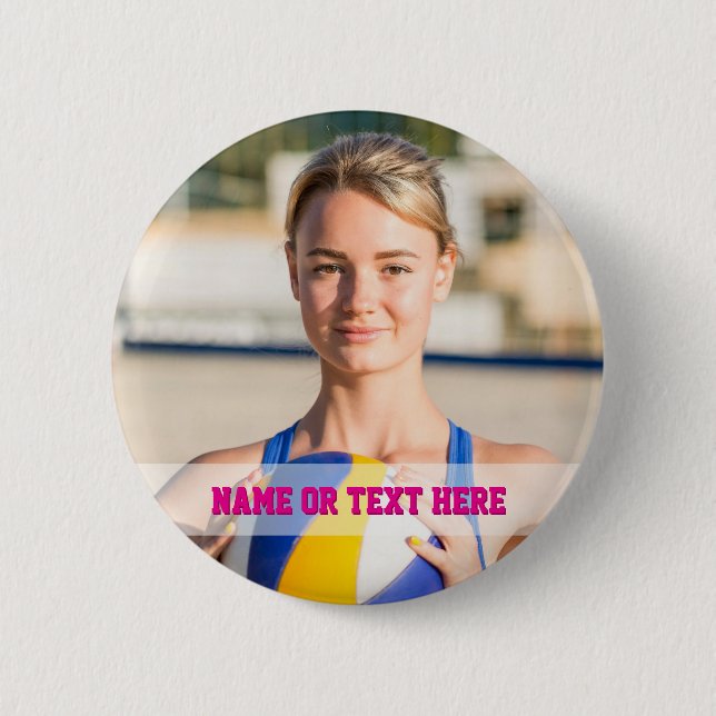 Bóton Redondo 5.08cm Pink Volleyball Buttons Sport Player Team Kids (Frente)