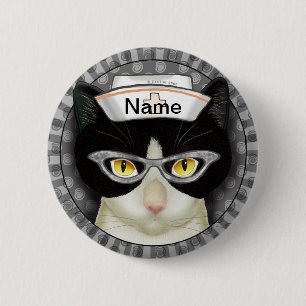 Bóton Redondo 5.08cm Pino da Enfermeira Tuxedo Cat