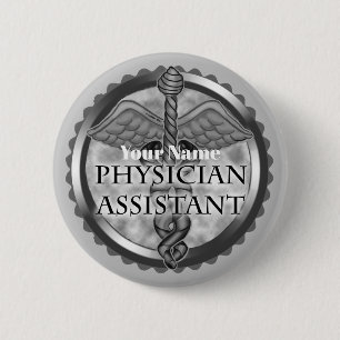 Bóton Redondo 5.08cm Pino do Assistente Médico de Prata