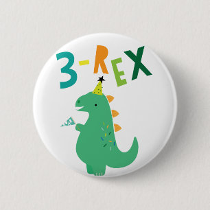 Bóton Redondo 5.08cm Pino do Dinossauro do Garoto de Nascimento 3-Rex