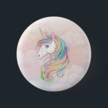 Bóton Redondo 5.08cm Pinos de favor de aniversário do Unicorn arco-íris<br><div class="desc">Celebre seu aniversário em estilo com este convite de aniversário mágico e unicórnio! Este design divertido e colorido apresenta gráficos unicórnios e arco-íris e uma paleta de cores vibrante inspirada em contos de fadas caprichosos.</div>