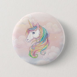 Bóton Redondo 5.08cm Pinos de favor de aniversário do Unicorn arco-íris