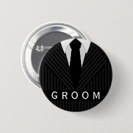 Bóton Redondo 5.08cm Pinstripe Suit Bachelor Party Groom Round Badges