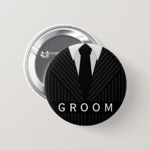 Bóton Redondo 5.08cm Pinstripe Suit Bachelor Party Groom Round Badges