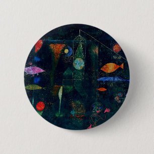 Bóton Redondo 5.08cm Pintura Abstrata Magia dos Peixes de Paul Klee Art