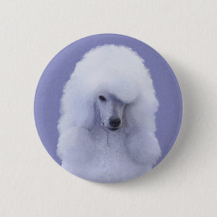 Bóton Redondo 5.08cm Pintura Branca de Poodle Padrão - Arte Cão Origi