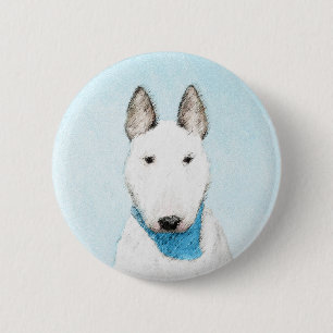 Bóton Redondo 5.08cm Pintura Bull Terrier - Arte Cachorro Original Boni
